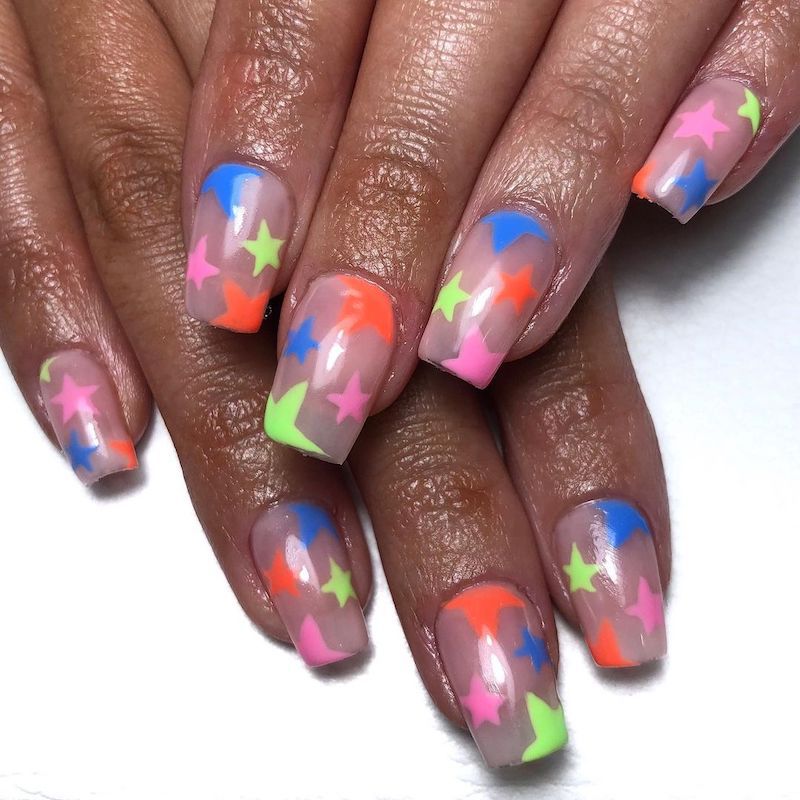 Star Rainbow Nails