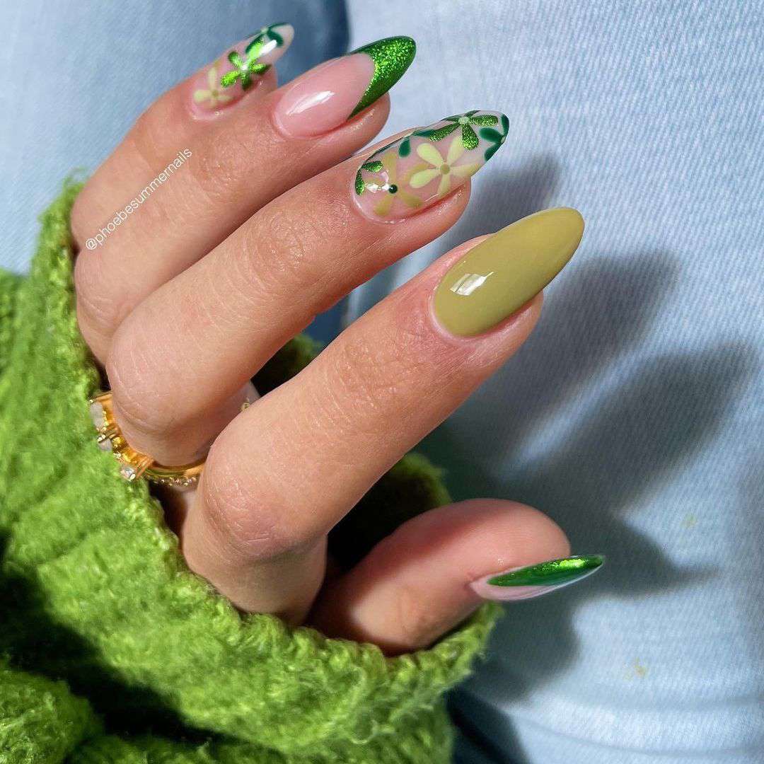 manicure francesa verde