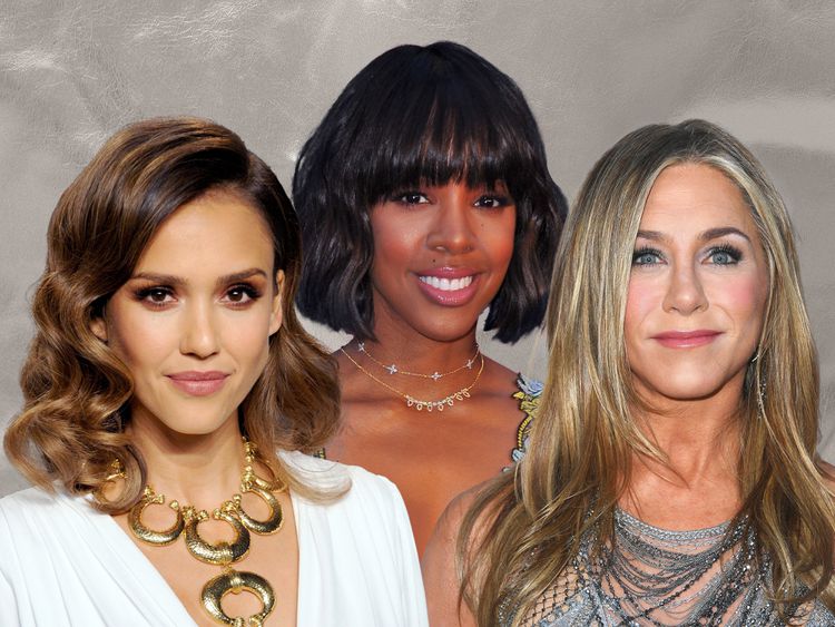 Jessica Alba, Kelly Rowland e Jennifer Aniston com penteados para rostos ovais