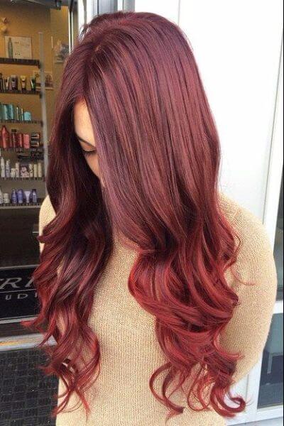 Cobre rosa sombrio para cabelos ruivos
