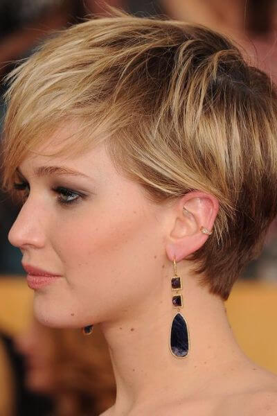 Jennifer Lawrence Pixie Cut - penteados curtos e ondulados para mulheres