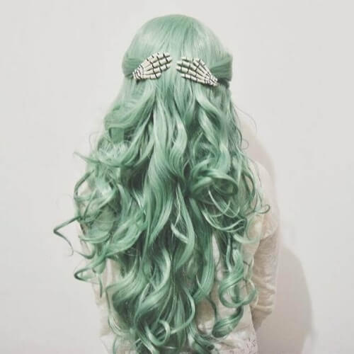 Cores de cabelo verde pastel de hortelã
