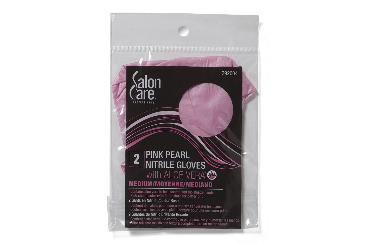 Salon Care Pink Pearl Nitrile Luvas com Aloe Vera