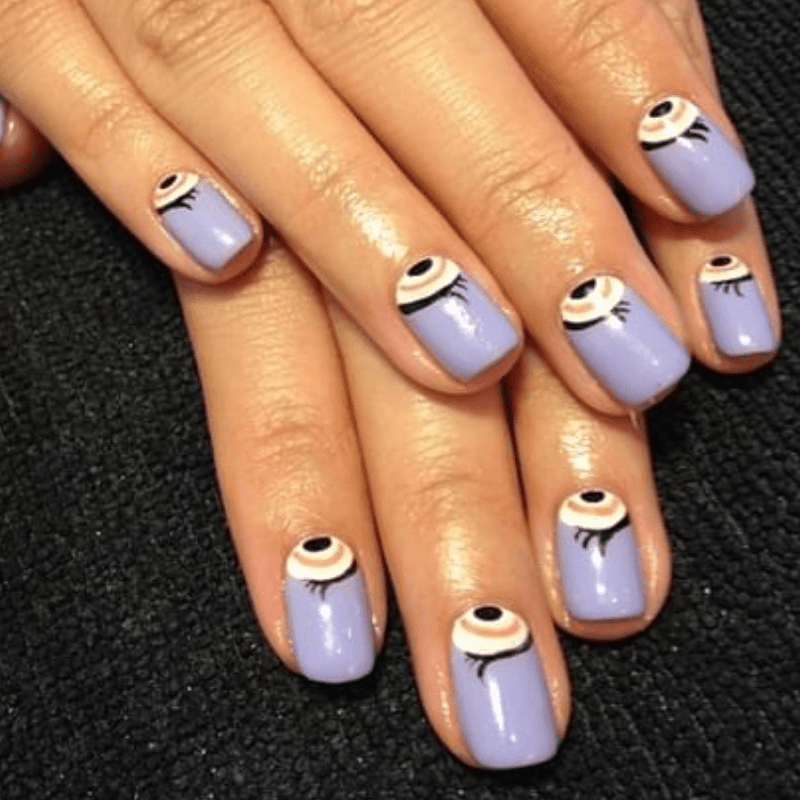 Manicure de cor de veludo com design de unhas sem i-lua
