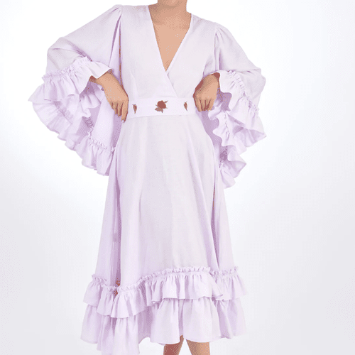 Vestido Lavender Fanm Mon Drama com detalhes em rosa na cintura
