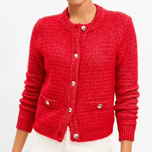 Loft Stitchy Sweater Sweater Sweater Red no modelo