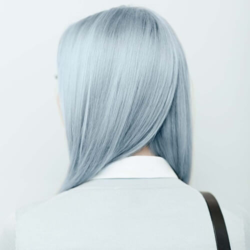 Cores de cabelo pastel azul de aço