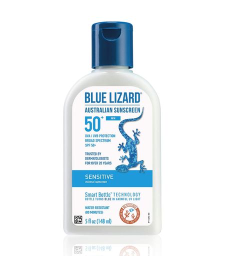 Protetor solar mineral sensível ao lagarto azul SPF 50