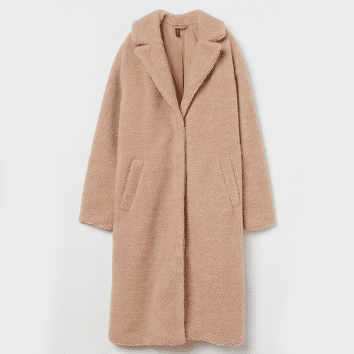 H & kp; m longo casaco de um corte de cabelo artificial com um ursinho de urso