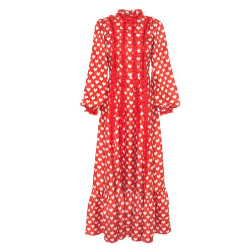Gigi Red Heart Print Silk Twill Dress (US $ 640)