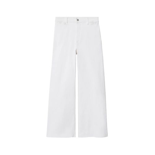 Culottes de bainha crua de cintura alta manga em branco