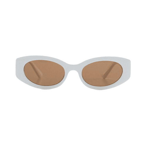 Manga de óculos de sol ovais em branco