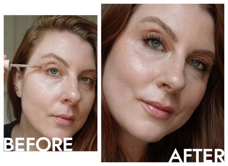 A maquiadora e colaboradora de nosso site Ashley Rebecca antes e depois de aplicar maquiagem glamourosa natural