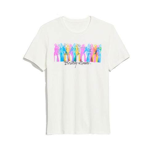 Camiseta gráfica Old Navy Britney Spears branca com gráficos de arco-íris