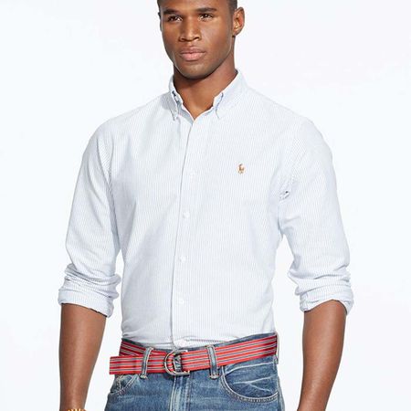 Camisa Oxford masculina de manga comprida
