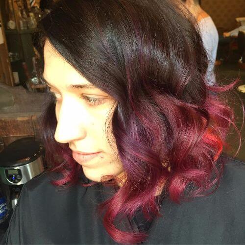 cabelo lilás vermelho