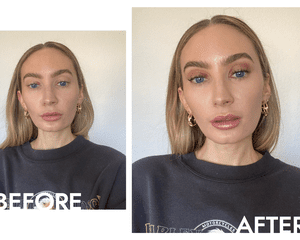 Fotos antes e depois de usar o shiseido de creme tonal