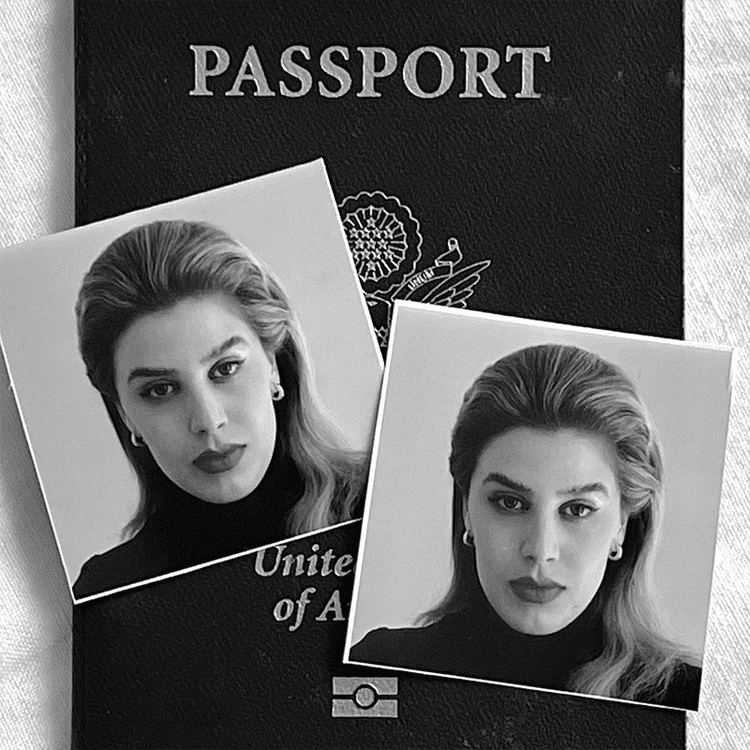 Fotografia de passaporte de uma mulher